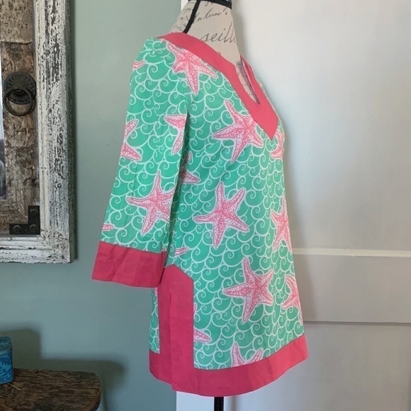 NWOT Simply Southern Notch Neck Starfish Print Tunic - Picture 4 of 12